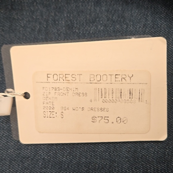 Denim Mini Dress with Puff Sleeves Zip Down With Belt by Fate - Small - Picture 9 of 9